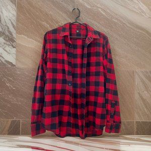 Uniqlo red flannel checked shirt